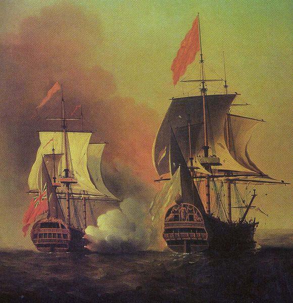 Samuel Scott Capture of the Spanish Galleon Nuestra Senora de Cavagonda by the British ship Centurion during the Anson Expedition oil painting image